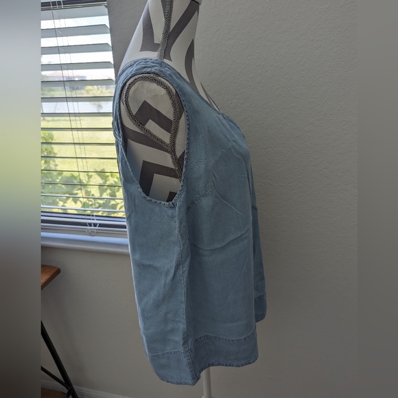 Soft Surroundings Baby Blue Tencel Denim Sleeveless Top - Picture 3 of 5